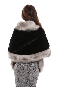 Black & Grey Faux Fur Shawl