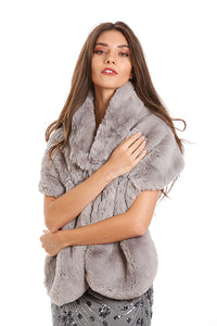 Grey Fur Shawl With Collar