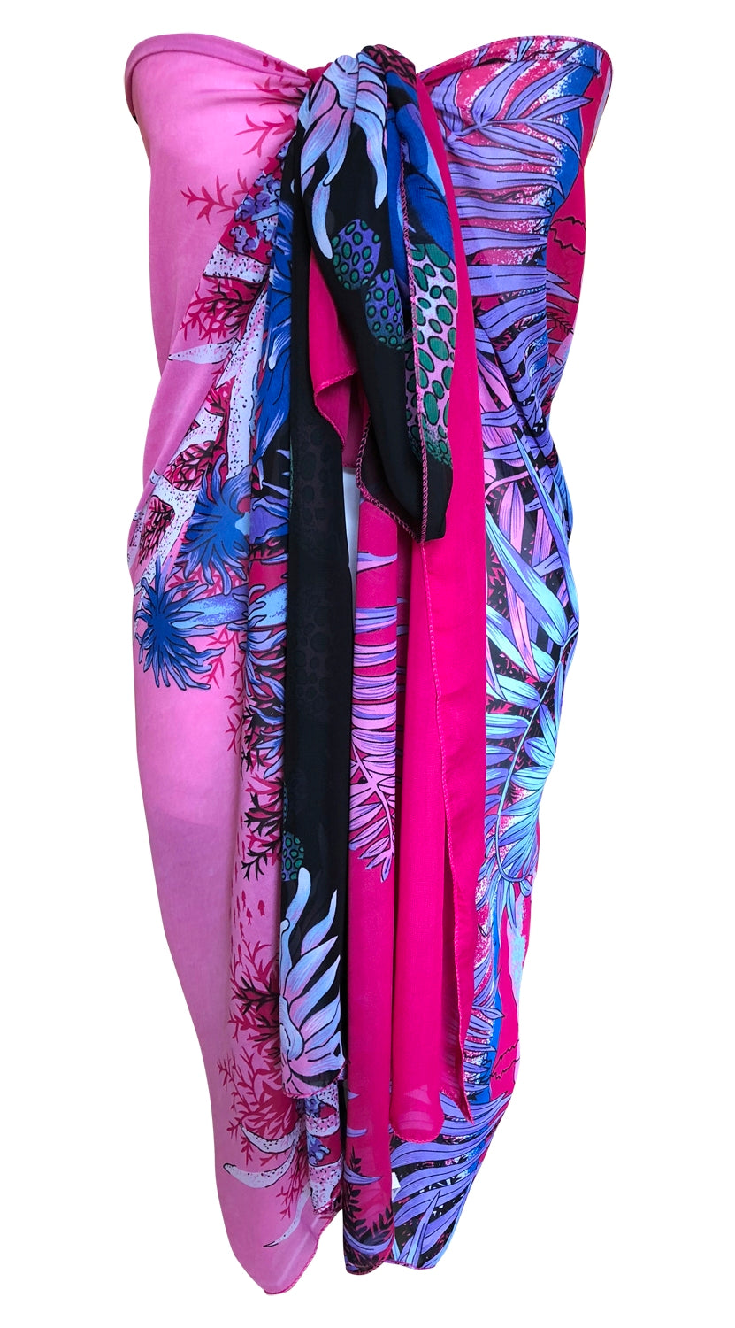 Tropical Pink & Purple Chiffon Sarong