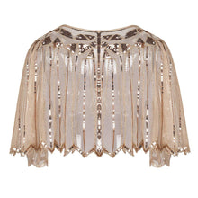 Load image into Gallery viewer, Champagne Gold 1920s Sequin Capelet