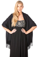 Load image into Gallery viewer, Black Cashmere Pashmina Shawl Scarf