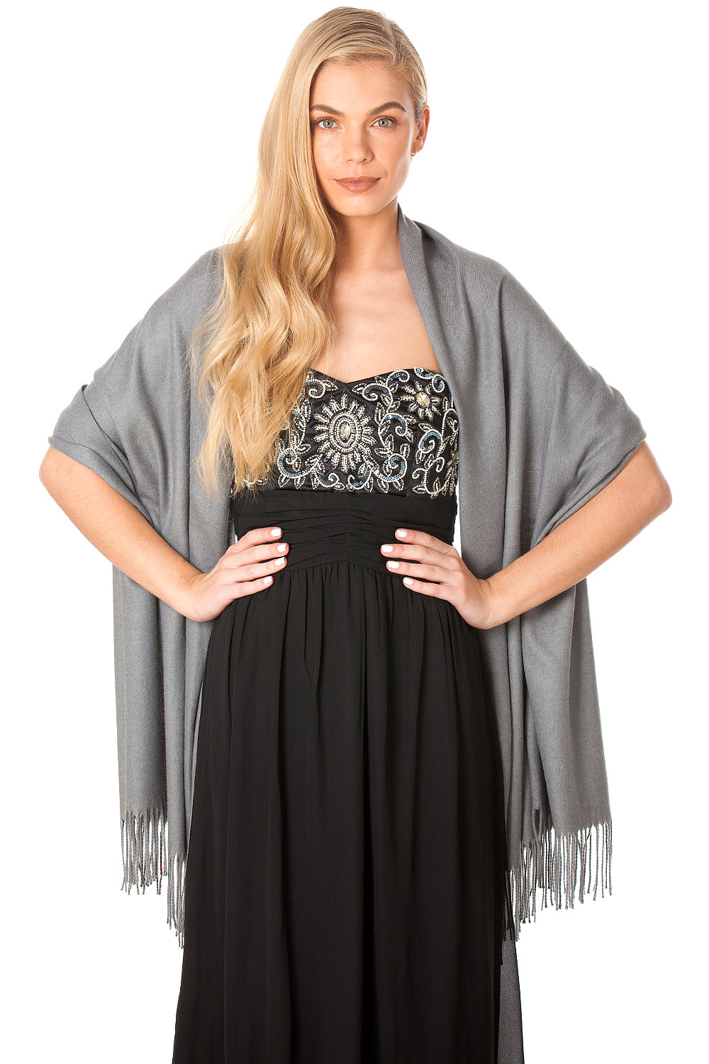 Dark Grey Cashmere Pashmina Shawl Scarf