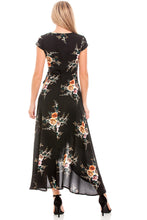 Load image into Gallery viewer, Black Floral Wrap Dress