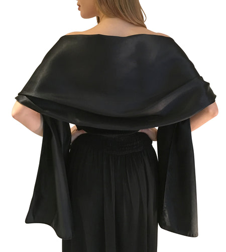 Black Satin Wedding Wrap