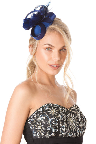 Blue Satin Fascinator