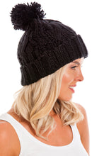 Load image into Gallery viewer, Black Cable Knit Beanie