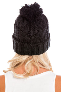 Black Cable Knit Beanie