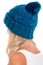 Load image into Gallery viewer, Blue Cable Knit Beanie