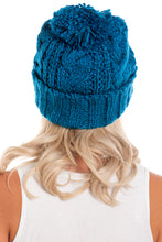 Load image into Gallery viewer, Blue Cable Knit Beanie