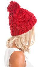 Load image into Gallery viewer, Red Cable Knit Beanie