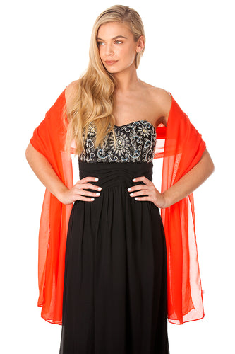 Coral Chiffon Shawl