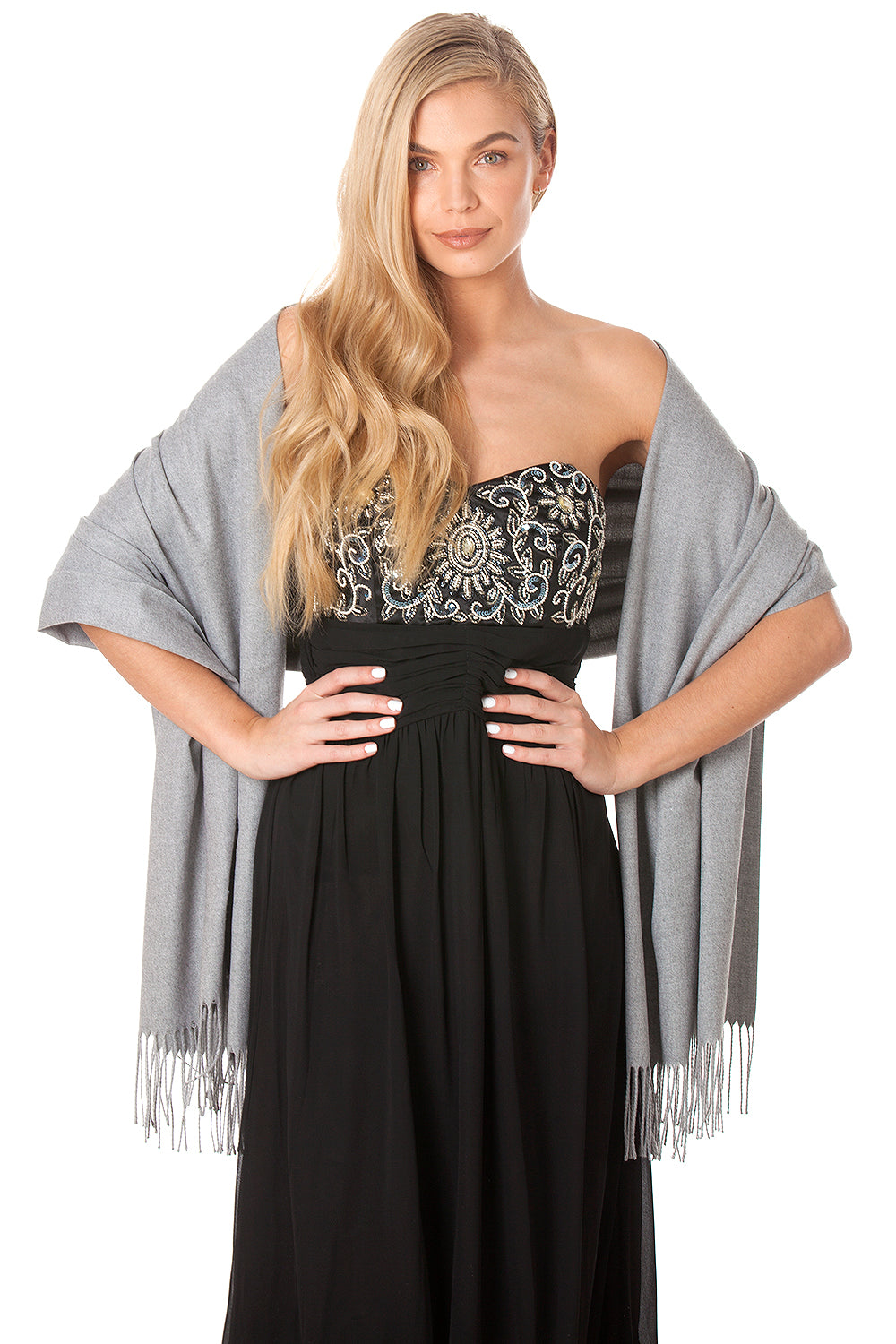 Grey Cashmere Pashmina Shawl Scarf