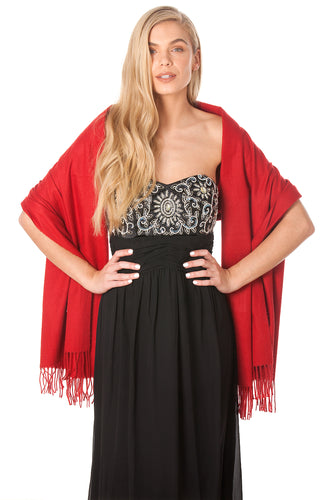 Deep Red Cashmere Pashmina Shawl Scarf