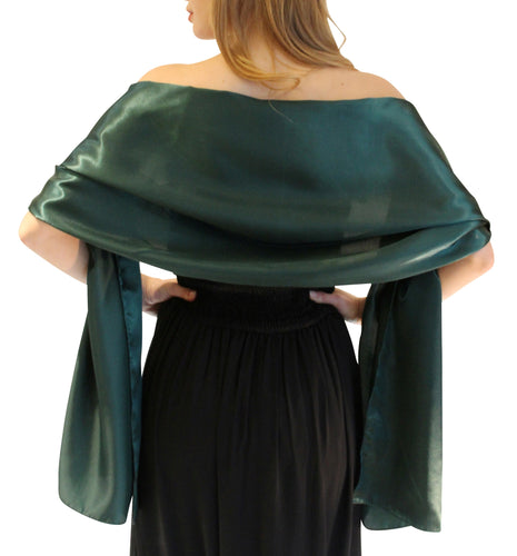 Emerald Green Satin Wedding Shawl Wrap Pashmina Scarf