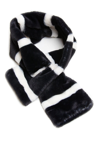 Kids Striped Faux Fur Snood Scarf