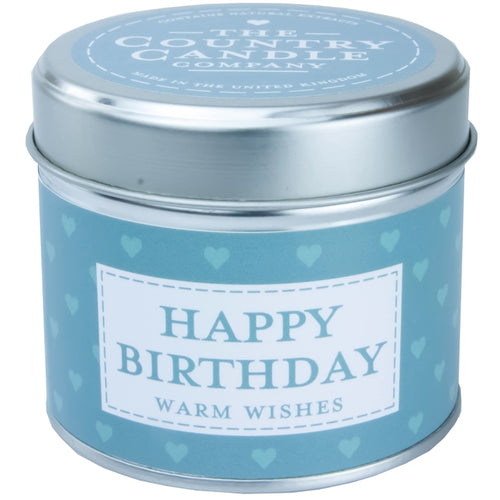 Sentiments Candle in Tin - Happy Birthday