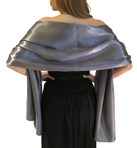 Gunmetal Grey Satin Wedding Wrap