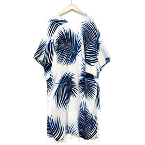 Long White & Blue Floral Kimono