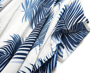 Load image into Gallery viewer, Long White &amp; Blue Floral Kimono