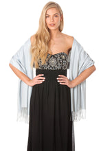 Load image into Gallery viewer, Light Blue Grey Cashmere Pashmina Shawl Scarf