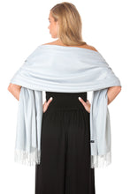 Load image into Gallery viewer, Light Blue Grey Cashmere Pashmina Shawl Scarf