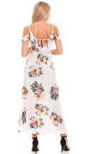 Load image into Gallery viewer, White Floral Wrap Dress