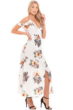 Load image into Gallery viewer, White Floral Wrap Dress