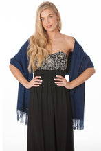 Load image into Gallery viewer, Navy Blue Cashmere Pashmina Shawl Scarf