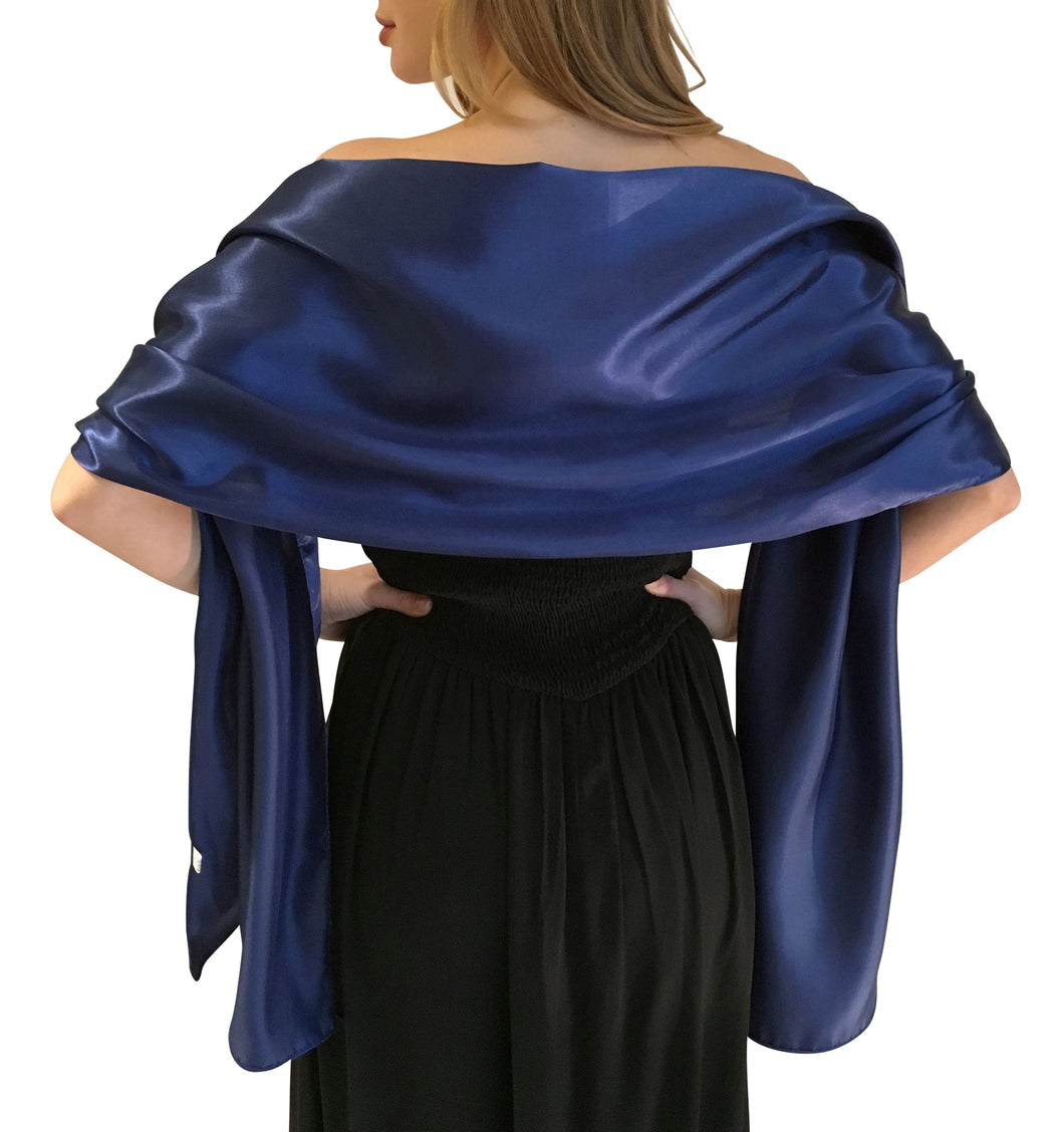 Navy Blue Satin Wedding Wrap