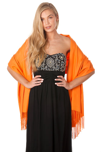 Orange Cashmere Pashmina Shawl Scarf