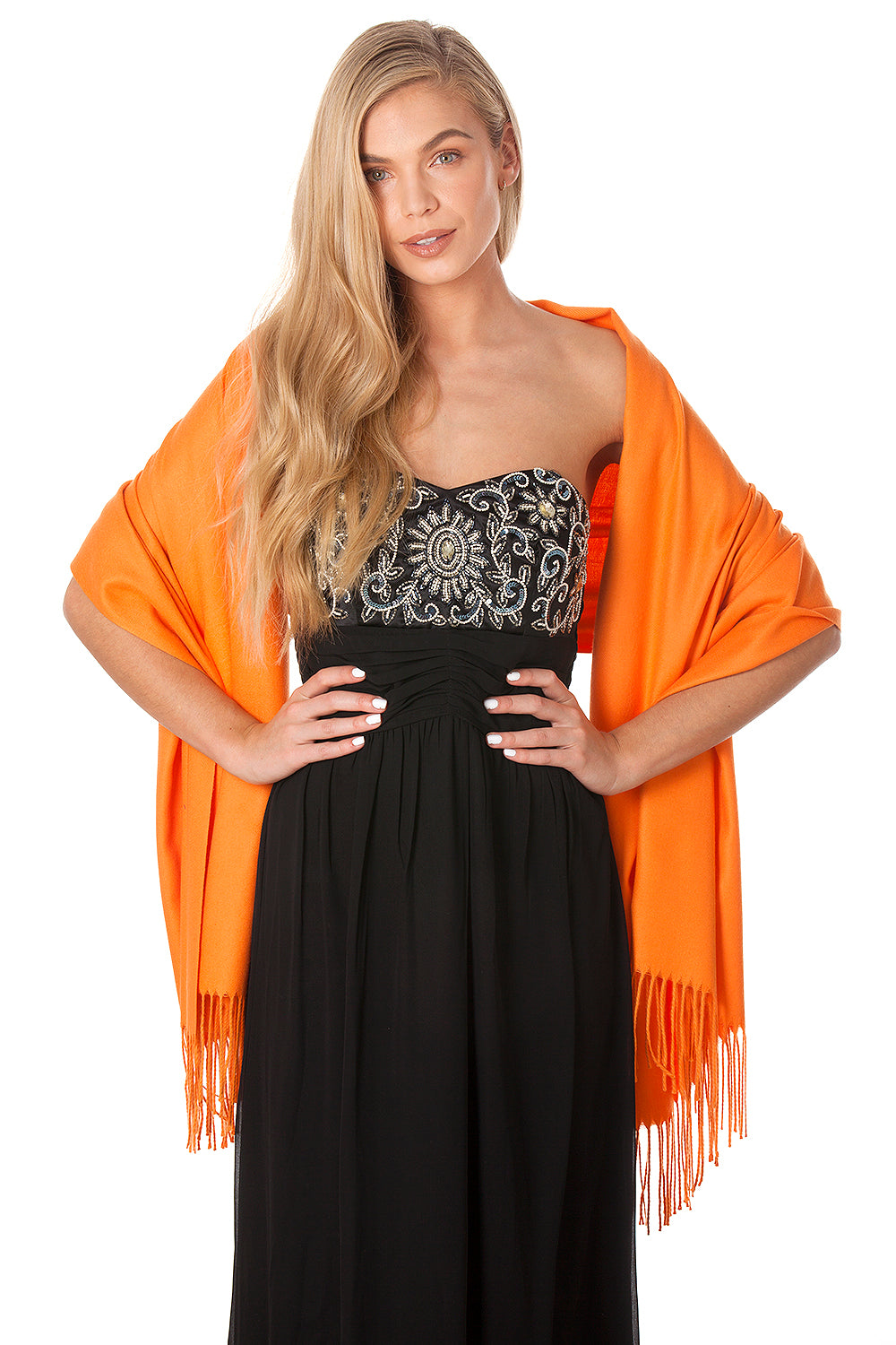 Orange Cashmere Pashmina Shawl Scarf