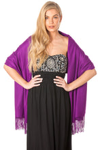 Load image into Gallery viewer, Purple Cashmere Pashmina Shawl Scarf