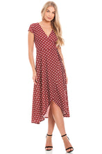 Load image into Gallery viewer, Red Polka Dot Wrap Dress