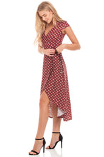 Load image into Gallery viewer, Red Polka Dot Wrap Dress
