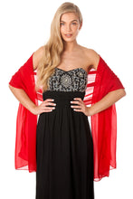 Load image into Gallery viewer, Deep Red Chiffon Shawl