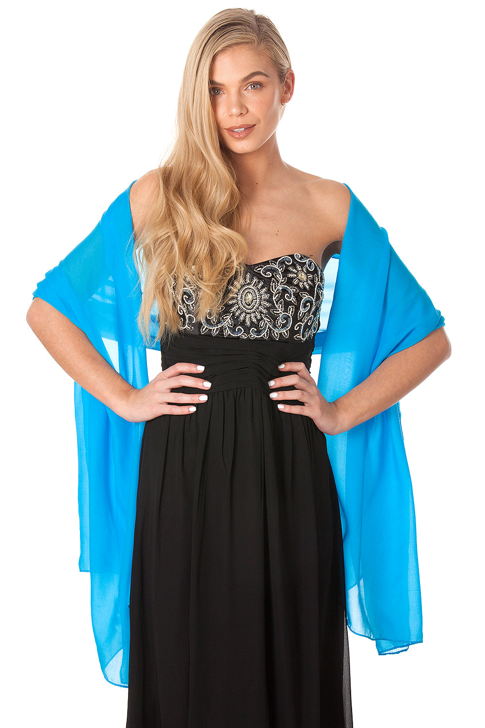 Blue Chiffon Shawl
