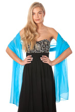 Load image into Gallery viewer, Turquoise Blue Chiffon Shawl