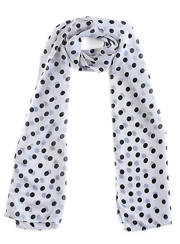 Small White Chiffon Polka Dot Scarf