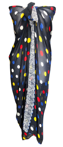 Black Polka Dot Chiffon Sarong