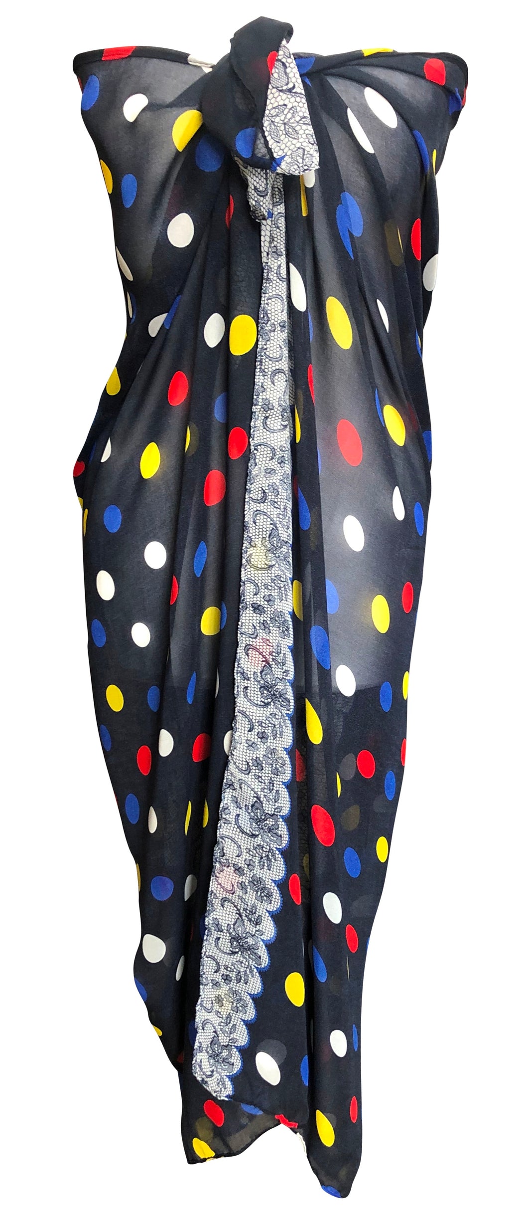 Black Polka Dot Chiffon Sarong