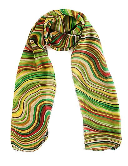 Green Retro Chiffon Scarf