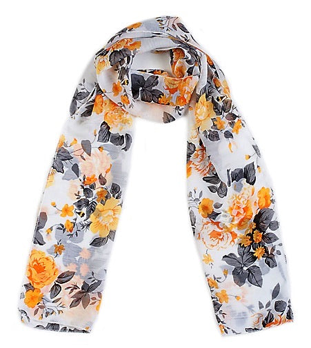 Yellow Flower Chiffon Scarf