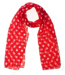 Small Red Chiffon Polka Dot Scarf