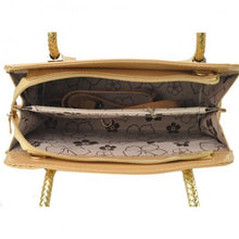 Load image into Gallery viewer, Khaki Patent Tote With Woven Handle